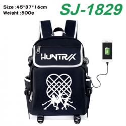 K-Pop:Demon Hunters Anime Flip Data Cable USB Backpack School Bag 45X37X16CM