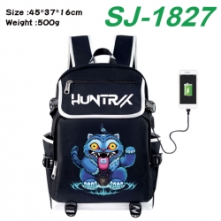 K-Pop:Demon Hunters Anime Flip Data Cable USB Backpack School Bag 45X37X16CM