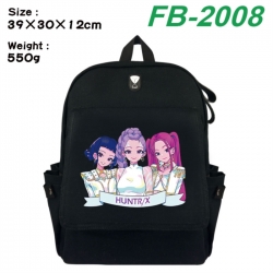 K-Pop:Demon Hunters Canvas Flip Backpack Student Schoolbag Headphone Hole 39X30X12CM 