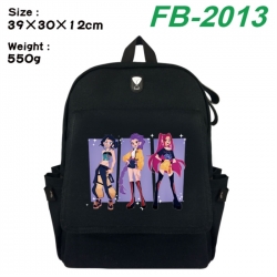 K-Pop:Demon Hunters Canvas Flip Backpack Student Schoolbag Headphone Hole 39X30X12CM 