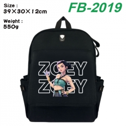 K-Pop:Demon Hunters Canvas Flip Backpack Student Schoolbag Headphone Hole 39X30X12CM 