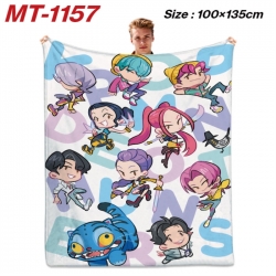 K-Pop Demon Hunters Anime flannel blanket air conditioner quilt double-sided printing 100x135cm