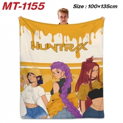 K-Pop Demon Hunters Anime flannel blanket air conditioner quilt double-sided printing 100x135cm