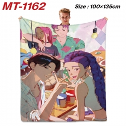 K-Pop Demon Hunters Anime flannel blanket air conditioner quilt double-sided printing 100x135cm