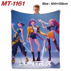 K-Pop Demon Hunters Anime flannel blanket air conditioner quilt double-sided printing 100x135cm