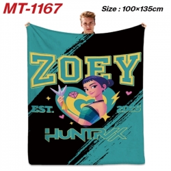 K-Pop Demon Hunters Anime flannel blanket air conditioner quilt double-sided printing 100x135cm