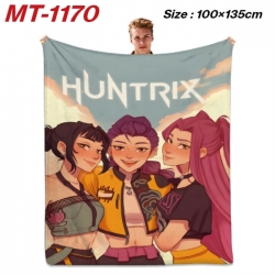 K-Pop Demon Hunters Anime flannel blanket air conditioner quilt double-sided printing 100x135cm