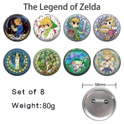 The Legend of Zelda Anime tinplate brooch badge 58mm a set of 8