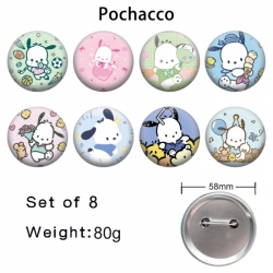 Pochacco Anime tinplate brooch badge 58mm a set of 8