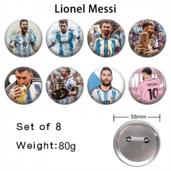 Messi Anime tinplate brooch badge 58mm a set of 8