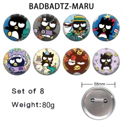 BAD BADTZ-MARU Anime tinplate brooch badge 58mm a set of 8
