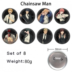 Chainsaw Man Anime tinplate brooch badge 58mm a set of 8