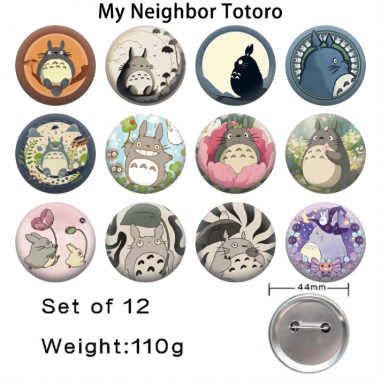 TOTORO Anime tinplate bright film badge 44mm a set of 12