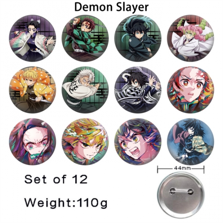 Demon Slayer Kimets Anime tinplate bright film badge 44mm a set of 12