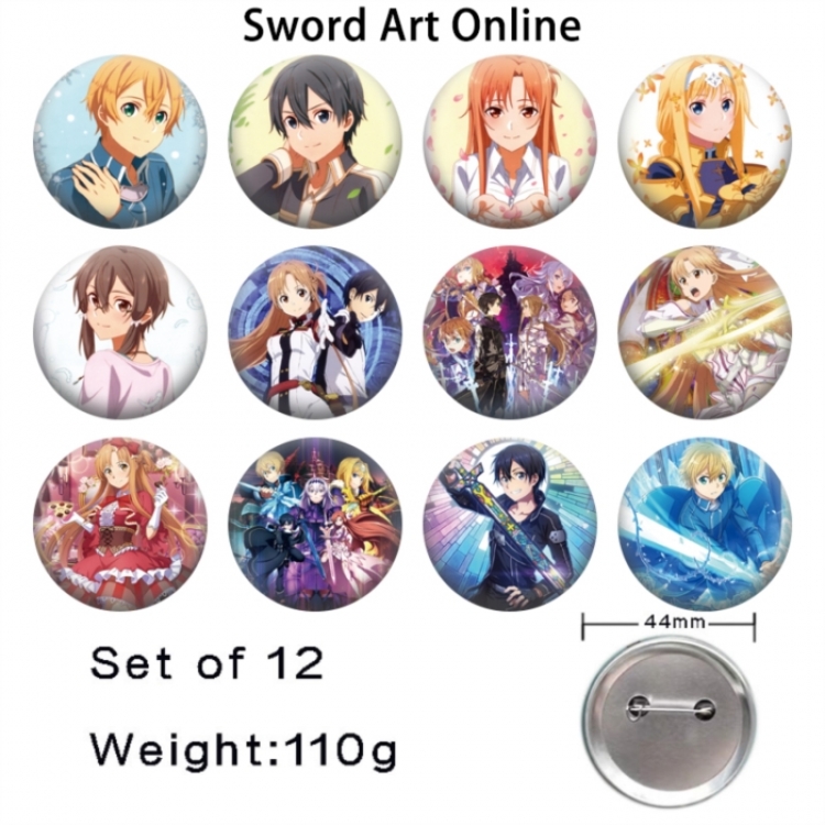 Sword Art Online Anime tinplate bright film badge 44mm a set of 12