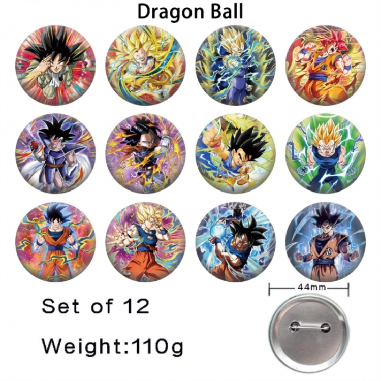 DRAGON BALL Anime tinplate bright film badge 44mm a set of 12