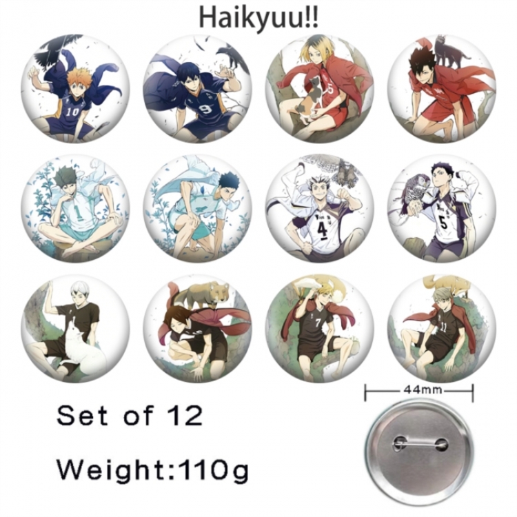 Haikyuu!! Anime tinplate bright film badge 44mm a set of 12