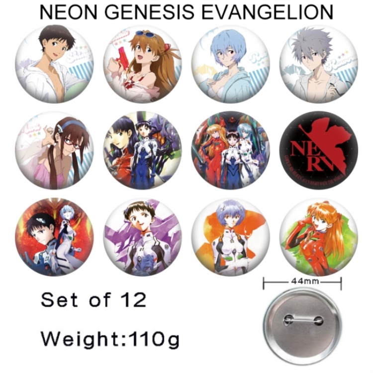 EVA Anime tinplate bright film badge 44mm a set of 12