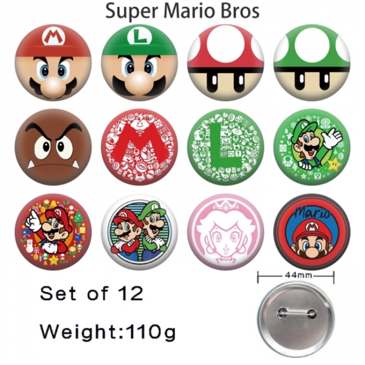 Super Mario Anime tinplate bright film badge 44mm a set of 12