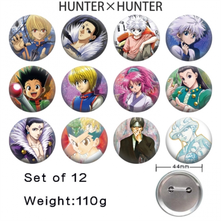 HunterXHunter Anime tinplate bright film badge 44mm a set of 12