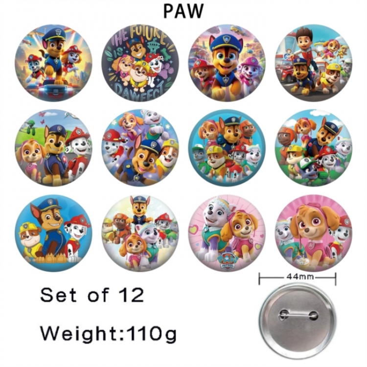 PAW Patrol Anime tinplate bright film badge 44mm a set of 12