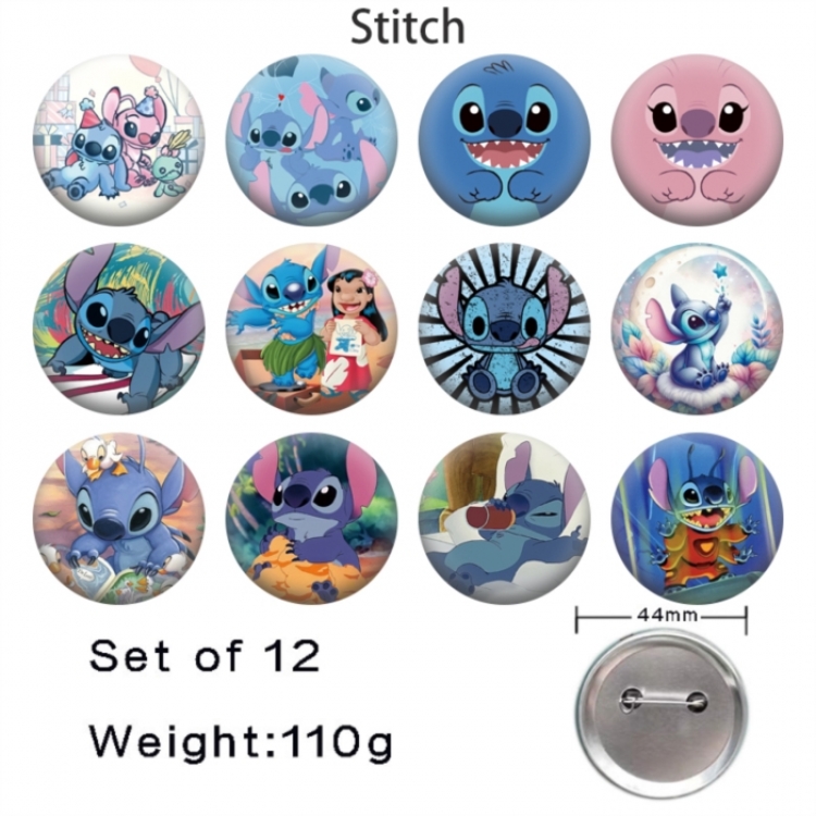 Lilo & Stitch Anime tinplate bright film badge 44mm a set of 12