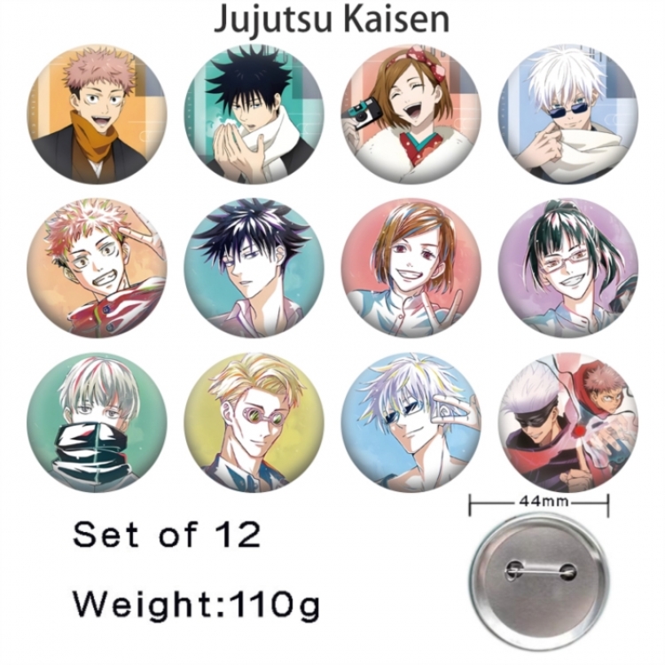 Jujutsu Kaisen Anime tinplate bright film badge 44mm a set of 12