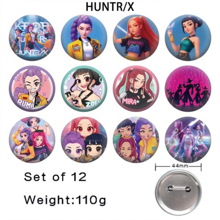 K-Pop Demon Hunters Anime tinplate bright film badge 44mm a set of 12