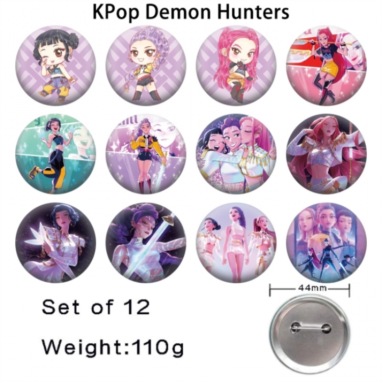 K-Pop Demon Hunters Anime tinplate bright film badge 44mm a set of 12