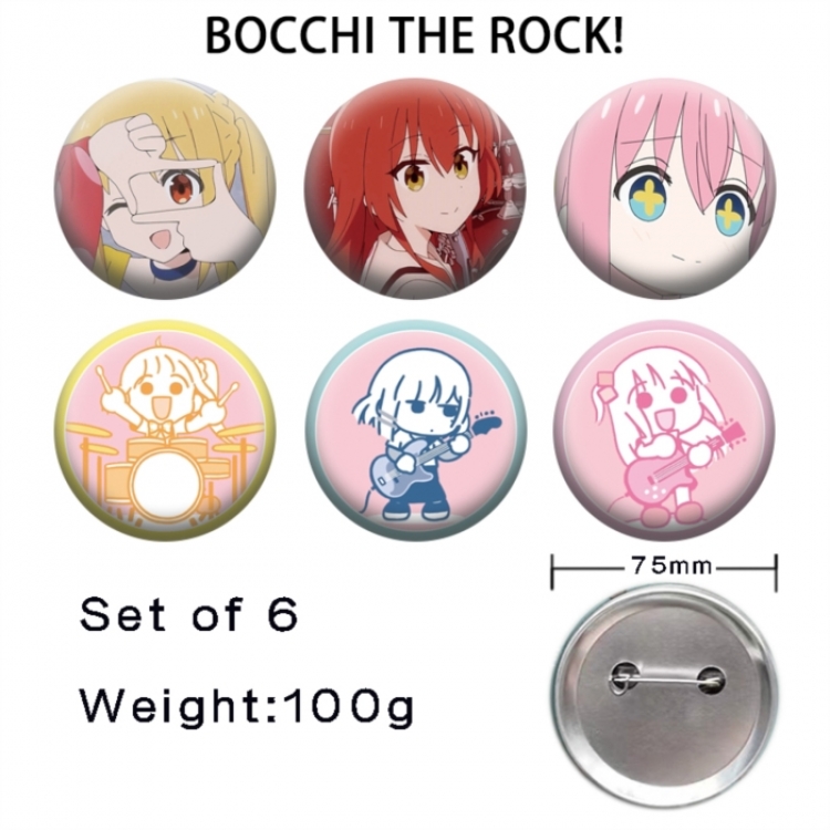 BOCCHI THE ROCK!  Anime Tinplate Bright Film Emblem Badge 75mm a set of 6