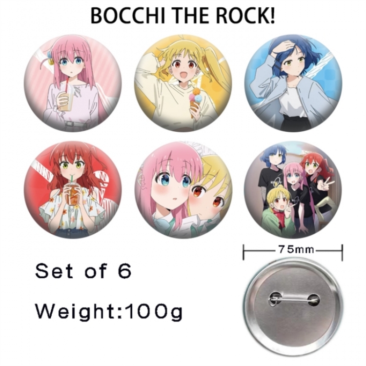 BOCCHI THE ROCK! Anime Tinplate Bright Film Emblem Badge 75mm a set of 6