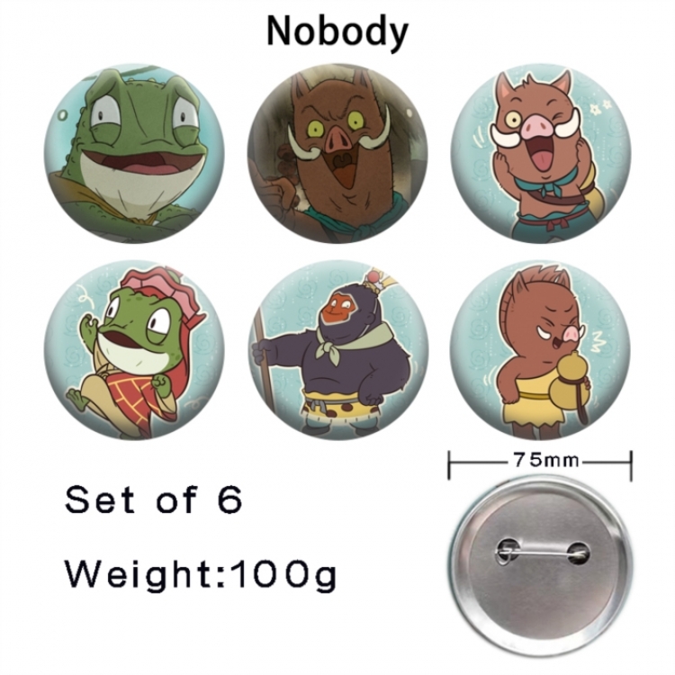 Langlang Mountain  Anime Tinplate Bright Film Emblem Badge 75mm a set of 6