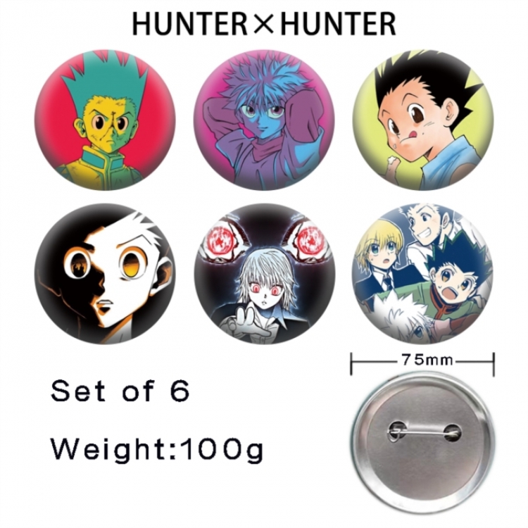 HunterXHunter Anime Tinplate Bright Film Emblem Badge 75mm a set of 6
