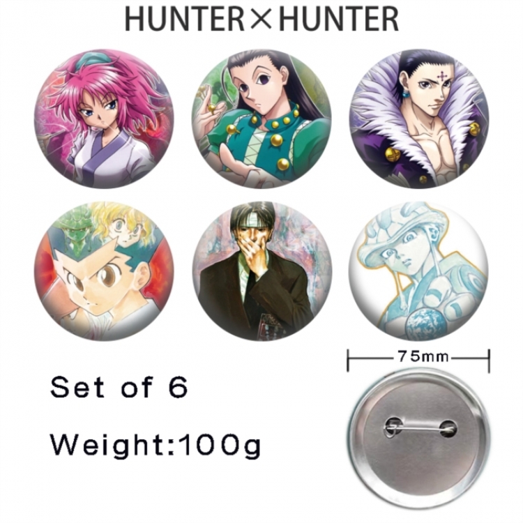 HunterXHunter Anime Tinplate Bright Film Emblem Badge 75mm a set of 6