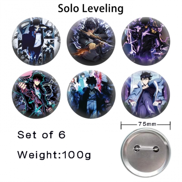Solo Leveling:Arise Anime Tinplate Bright Film Emblem Badge 75mm a set of 6