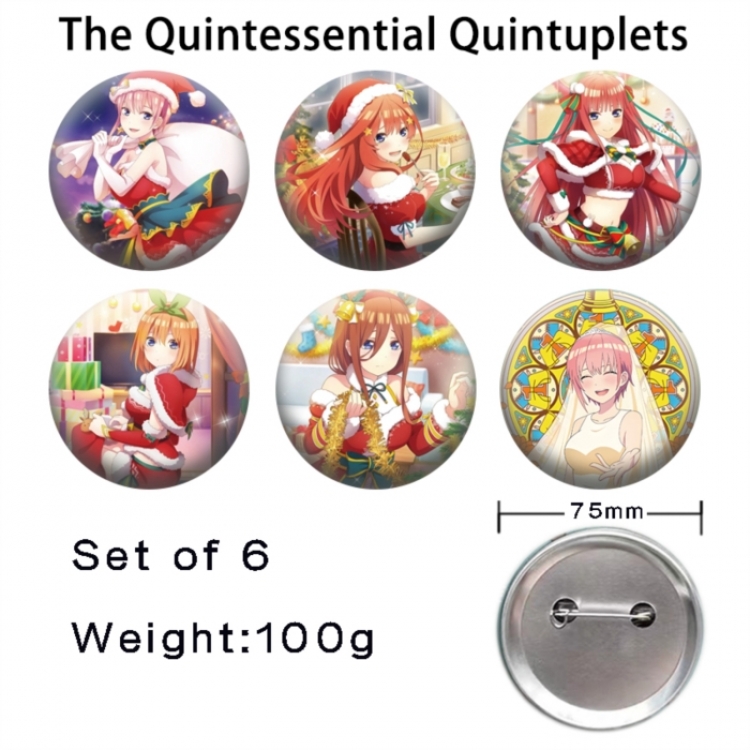 The Quintessential Quintuplets Anime Tinplate Bright Film Emblem Badge 75mm a set of 6