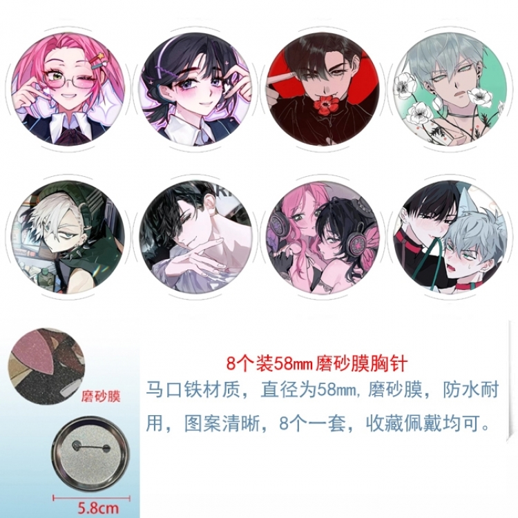 Alien Stage Anime round scrub film brooch badge 58MM a set of 8