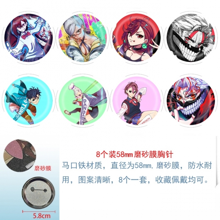 DANDADAN Anime round scrub film brooch badge 58MM a set of 8