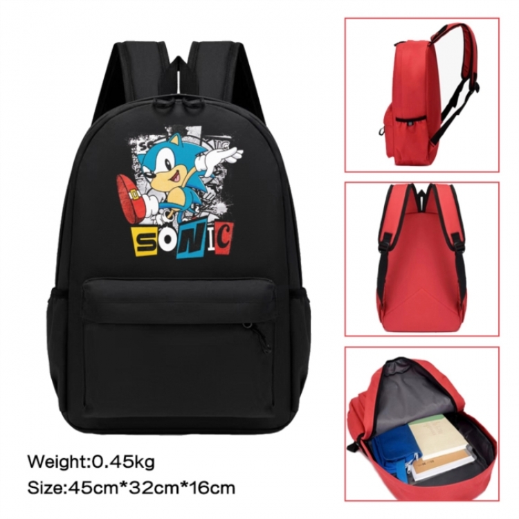 Sonic The Hedgehog Anime peripheral Oxford cloth color cartoon backpack 45x32x16cm