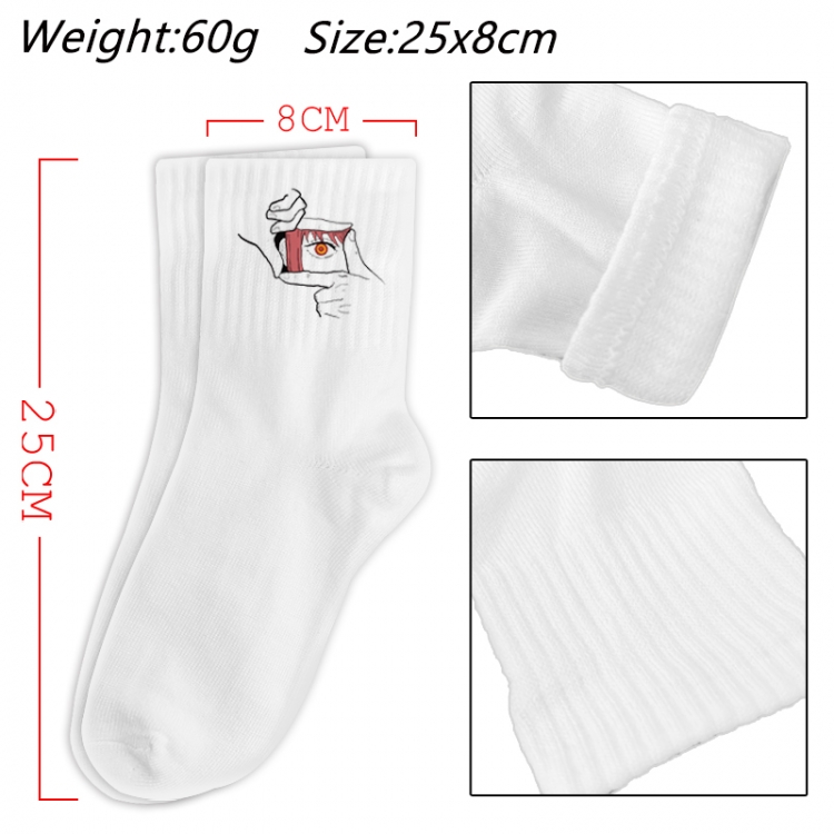 Chainsaw Man Anime Print Long Crew Cotton Socks 25x8cm