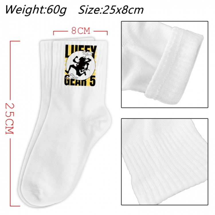 One Piece Anime Print Long Crew Cotton Socks 25x8cm