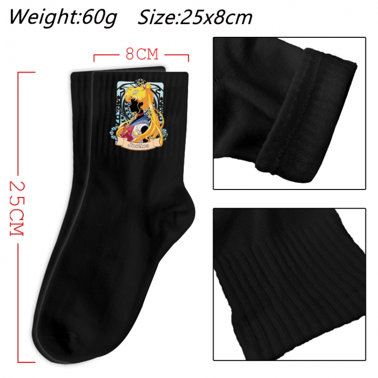 sailormoon Anime Print Long Crew Cotton Socks 25x8cm