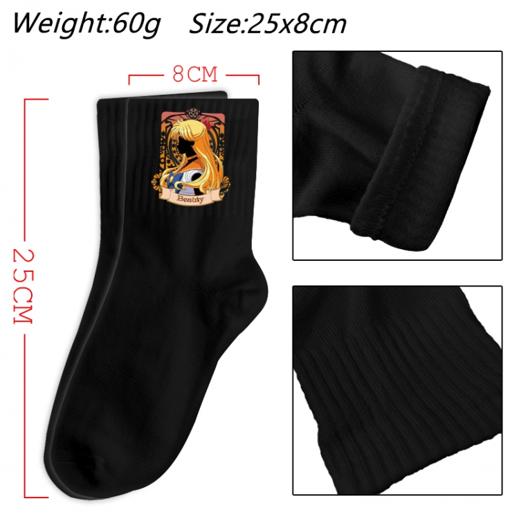 sailormoon Anime Print Long Crew Cotton Socks 25x8cm