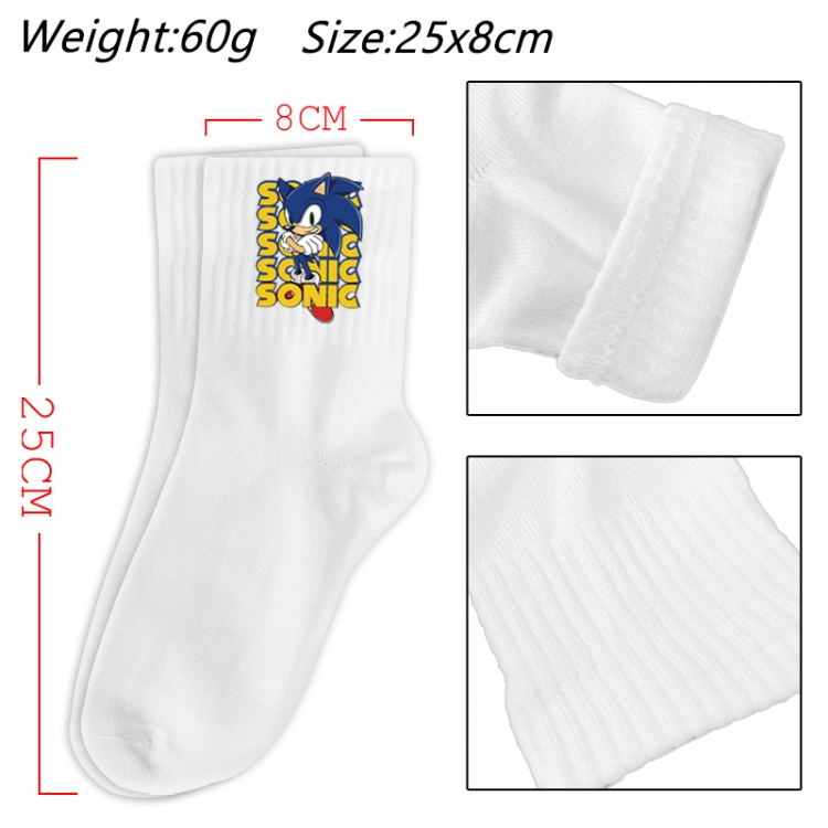 Sonic The Hedgehog Anime Print Long Crew Cotton Socks 25x8cm