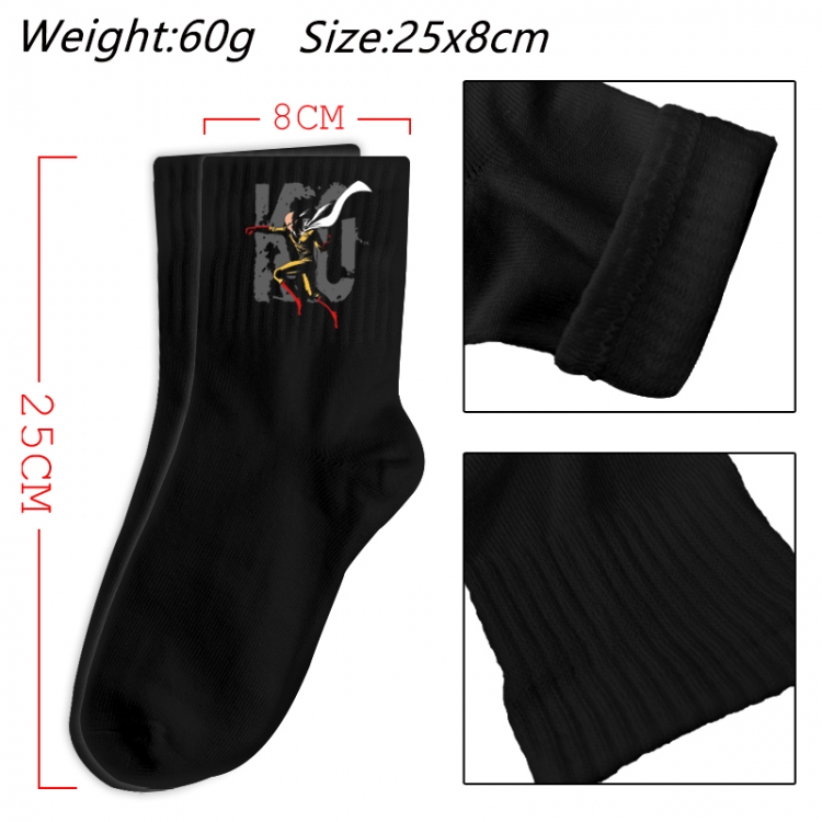 One Punch Man Anime Print Long Crew Cotton Socks 25x8cm
