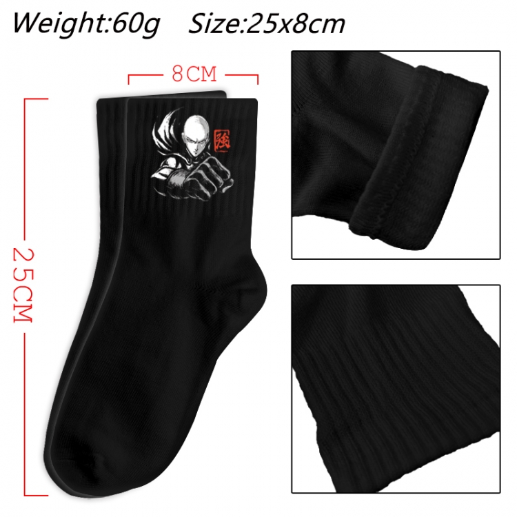 One Punch Man Anime Print Long Crew Cotton Socks 25x8cm