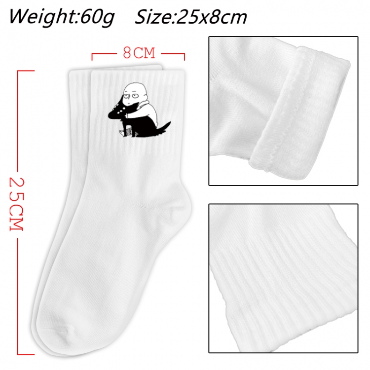 One Punch Man Anime Print Long Crew Cotton Socks 25x8cm