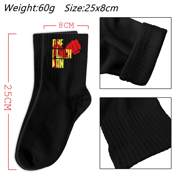 One Punch Man Anime Print Long Crew Cotton Socks 25x8cm