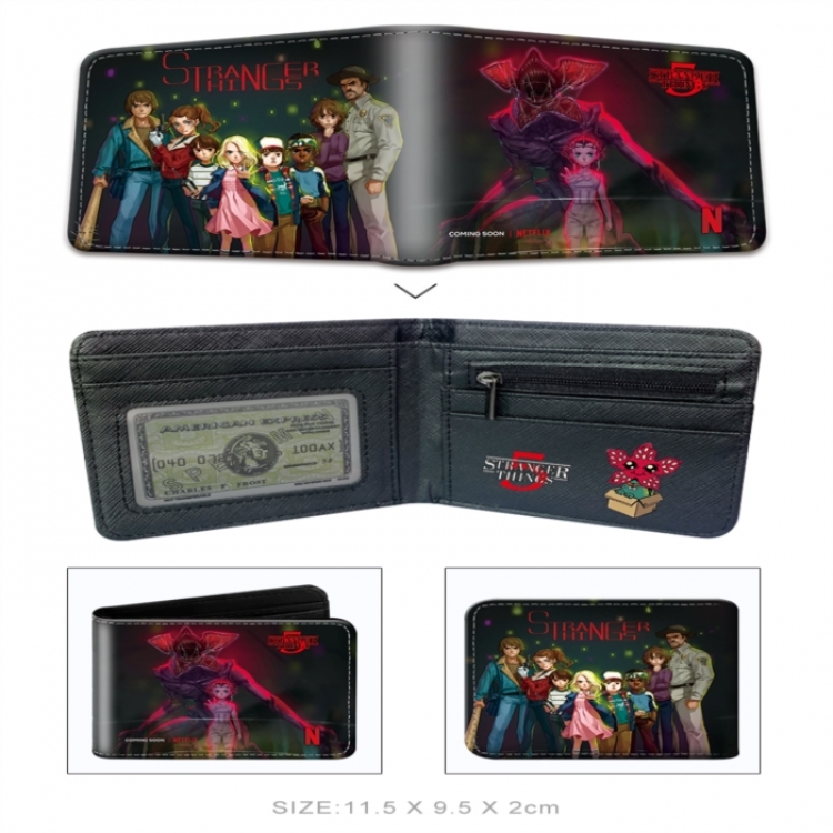 Stranger Things 3D concave convex two fold short card wallet wallet wallet 11X9.5X2cm 65G