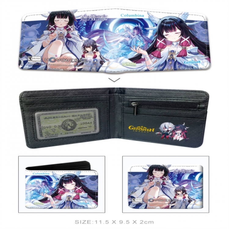 Genshin Impact 3D concave convex two fold short card wallet wallet wallet 11X9.5X2cm 65G